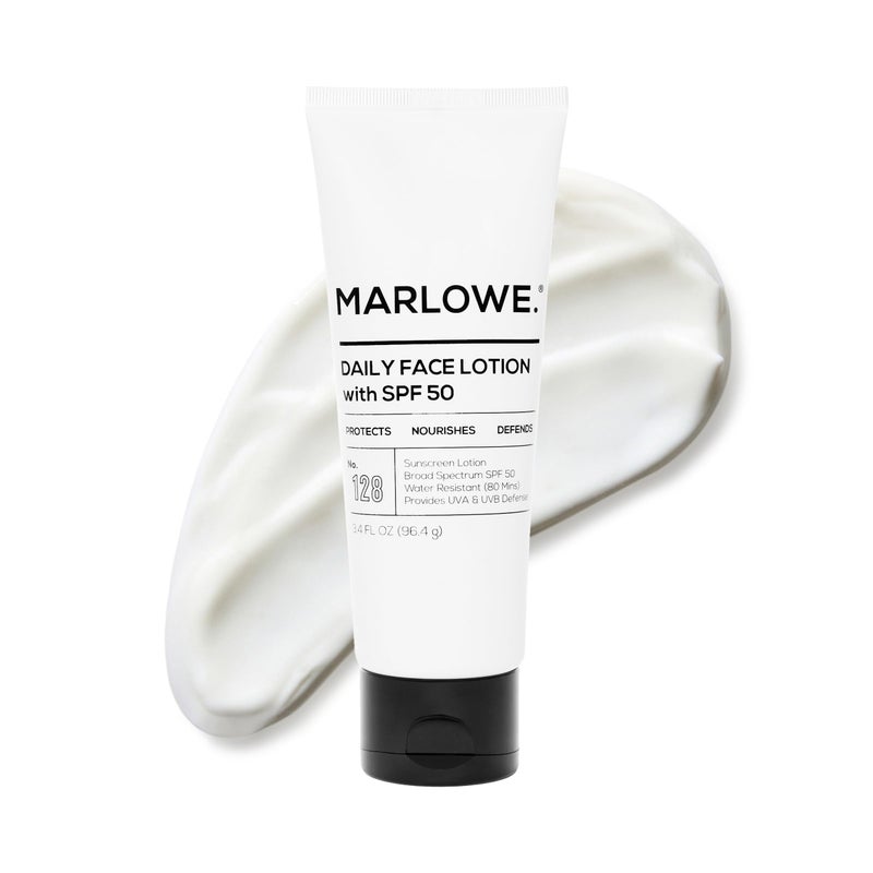 MARLOWE. No. 128 Men's Facial Lotion with Sunscreen SPF 50, 3.4 oz, Oil-Free, Lightweight Daily Face Moisturizer for Men, Includes Natural Extracts to Hydrate, Nourish & Soothe - Image 1