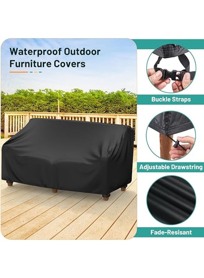 Patio Furniture Covers, 4 Piece Outdoor Furniture Cover Waterproof includ Ourdoor Sofa Cover, 2 Chair Covers, Coffee Table Cover with Windproof Buckle Strap and Adjustable Drawstring - Image 5
