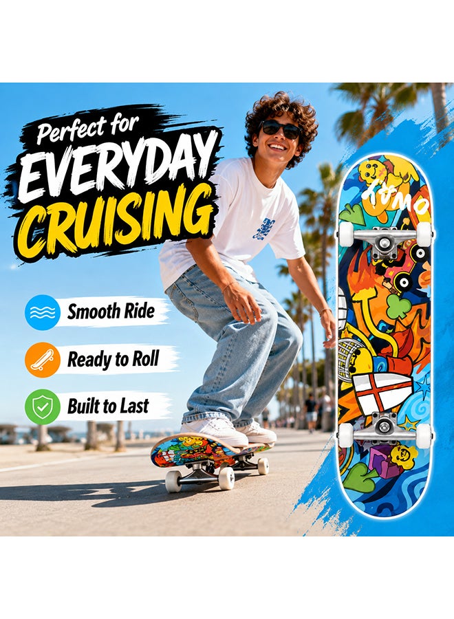 DEXO 78.5cm Complete Skateboard – 9-Layer Canadian Maple Double Kick Concave Cruiser with ABEC-7 Bearings & PU Wheels for Kids, Teens & Adults - Image 5