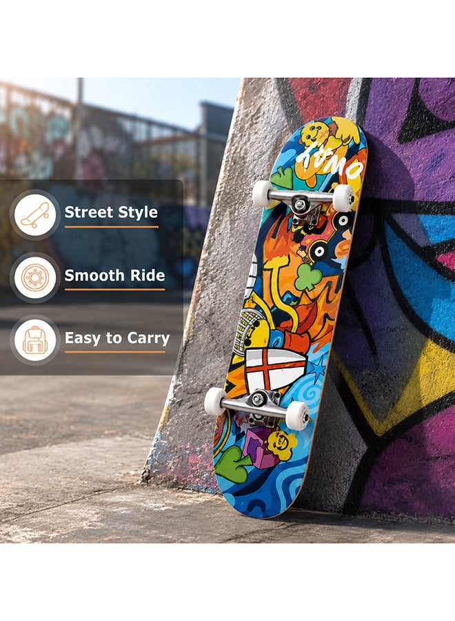 DEXO 78.5cm Complete Skateboard – 9-Layer Canadian Maple Double Kick Concave Cruiser with ABEC-7 Bearings & PU Wheels for Kids, Teens & Adults - Image 4