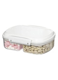 sistema Sistema Split Bake It 630ml, stackable multi-compartment food storage box, with easy locking clips, Microwave, dishwasher safe and BPA Free, White. , Made In New Zealand  - Image 2