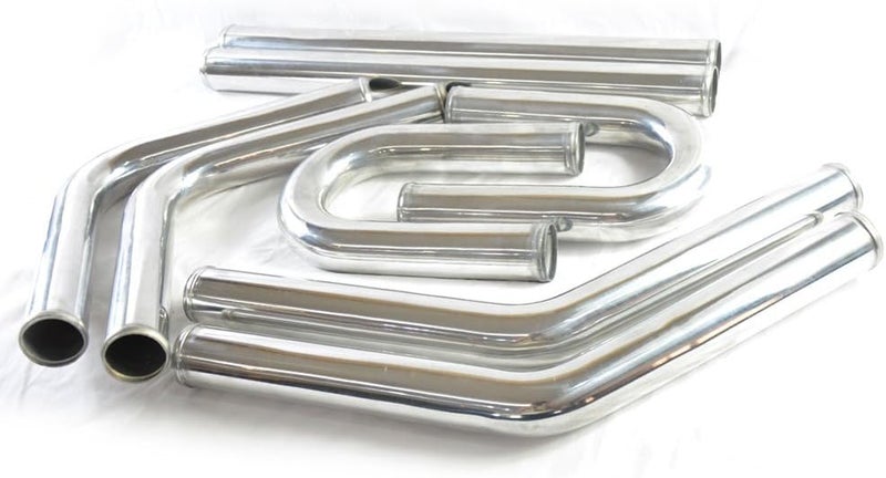 MOOSUN 2" 8-Pcs Universal Intercooler Pipe Piping Turbo Polished Aluminum Kit with Silicone Hoses and Stainless Steel T-Clamps - Image 4