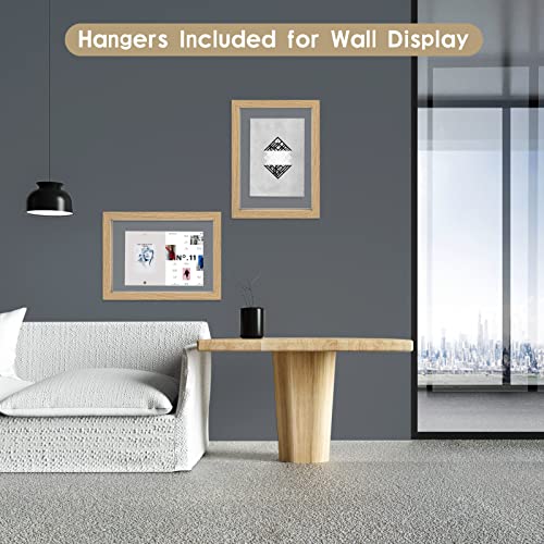 MUYE 5x7 Floating Frame Set of 2,Double Glass Rustic Photo Frame for Wall Hanging or Tabletop Standing,Also Display 4x6 or 3x5 Photo for Floating Effect,Natural - Image 3