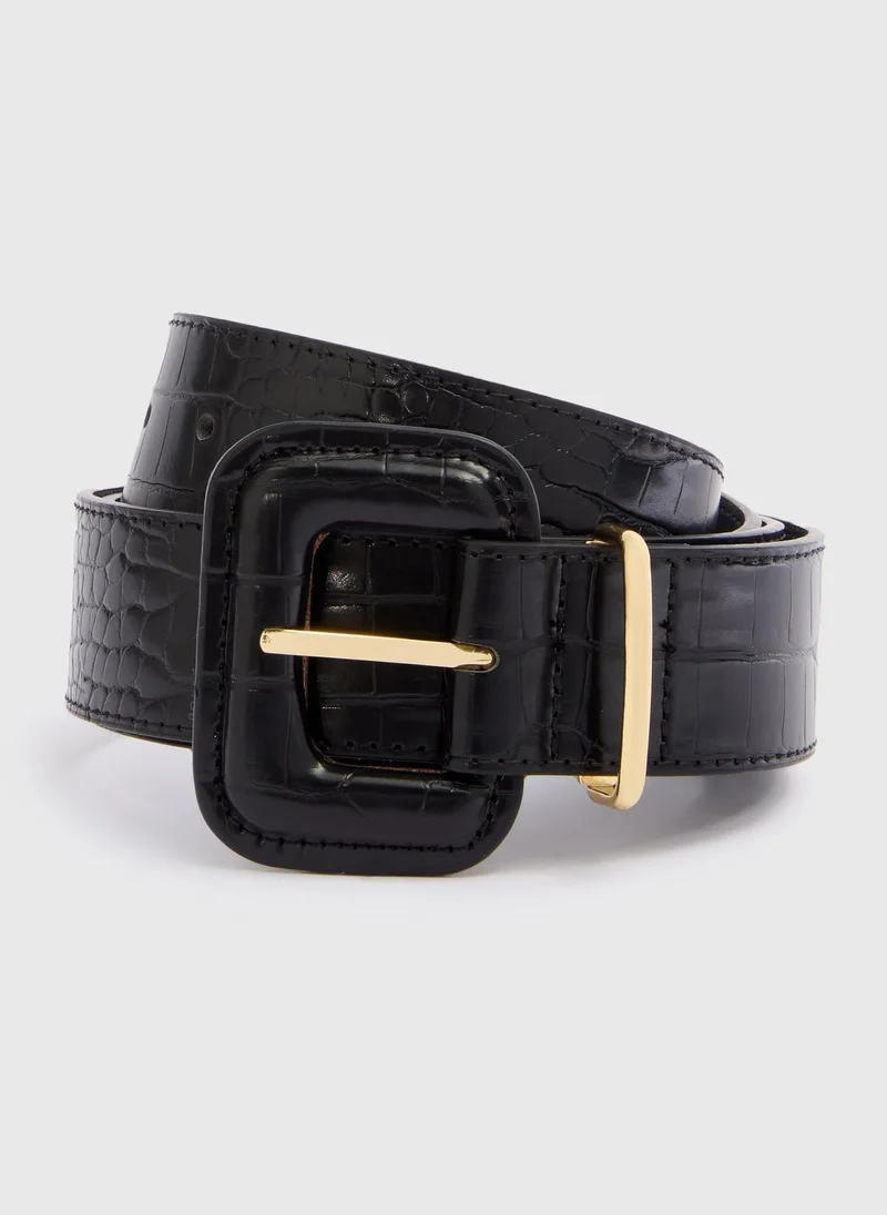 Matalan Black Crocodile Print Belt