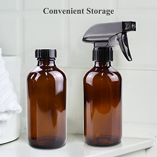 Wedama Amber Glass Spray Bottles, 2 Pack 16 oz Glass Spray Bottles for Cleaning Solutions and Essential Oils, Refillable Empty Spray Bottle with Adjustable Nozzles for Alcohol, Plant and Hair Care - Image 3
