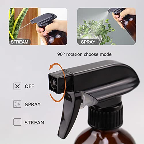 Wedama Amber Glass Spray Bottles, 2 Pack 16 oz Glass Spray Bottles for Cleaning Solutions and Essential Oils, Refillable Empty Spray Bottle with Adjustable Nozzles for Alcohol, Plant and Hair Care - Image 2