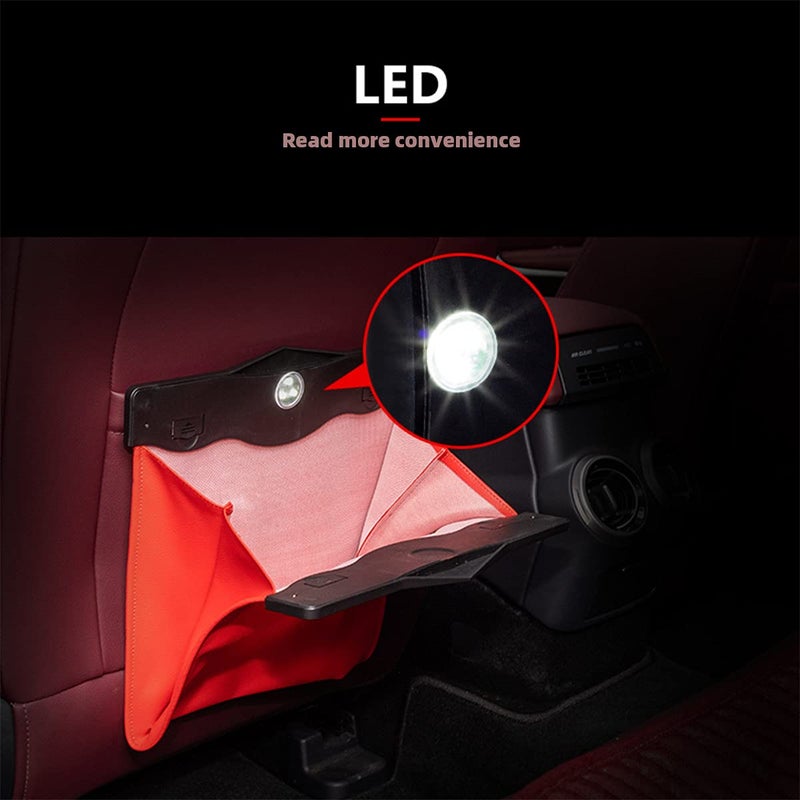 AOWIS Car Leather Trash Bag Smart LED Waterproof Organizer Storage Garbage Can (Brown) - Image 2