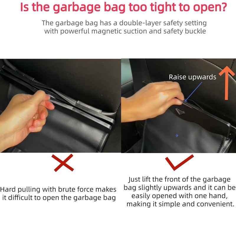 AOWIS Car Leather Trash Bag Smart LED Waterproof Organizer Storage Garbage Can (Brown) - Image 4