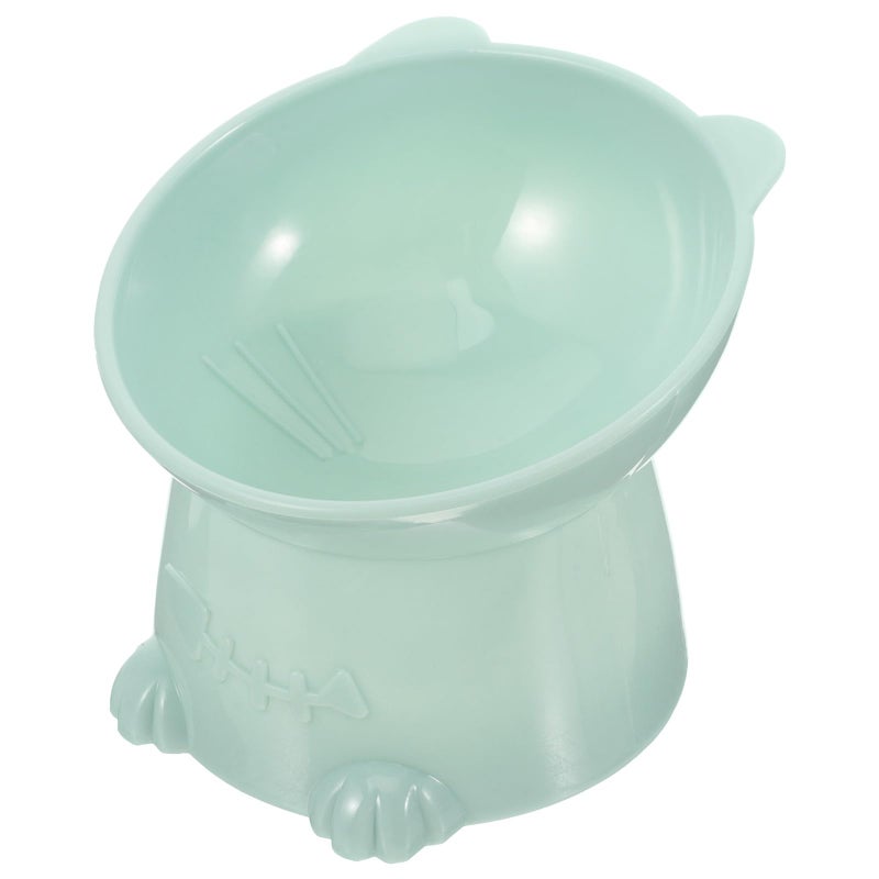 Elevated Cat Food and Water Bowl 6cm Tilted Anti Spill Pet Feeder with Neck Guard Blue - Image 2