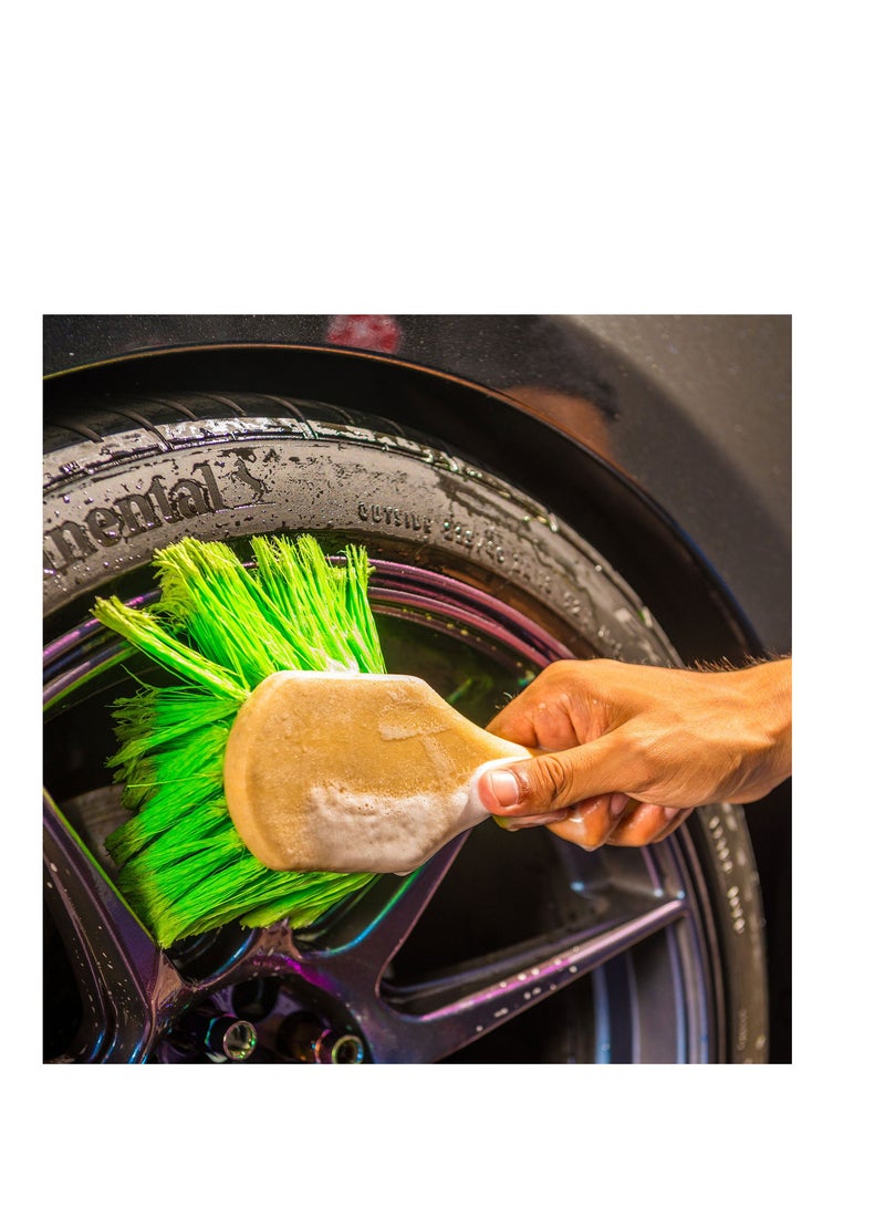 Y&D Tire Brush, Long Handle Body Wheel Brush with Flagged-Tip, Angled Head, 1 Pack - Image 2