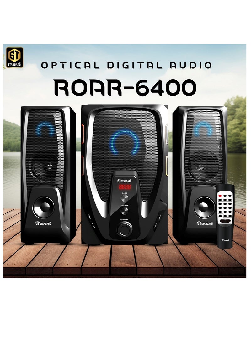 Standard - Speaker Standard 2.1 ROAR 6400 Power 64 Watt illuminated multimedia speaker Optical Cable - Aux - Bluetooth - Usb - Sd card - Radio - Led Screen - Remote - Full Function - Image 1