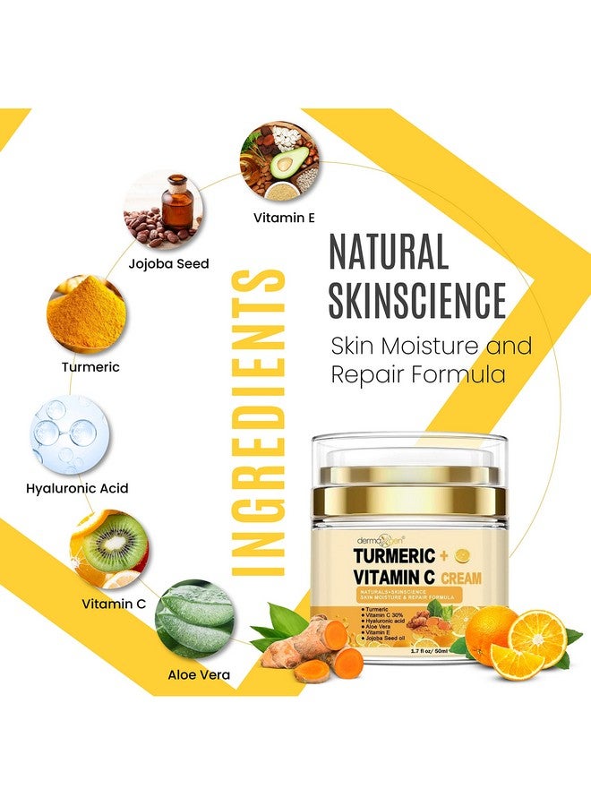 DERMAXGEN Turmeric Face Cream + 30% Vitamin C Glow Boosting Moisturizer & Skin Repairing, Hydrating with Organic Ingredients Anti-Aging Facial Cream, Normal, Dry, Oily & Combination Skin - 1.7 FL OZ - Image 2