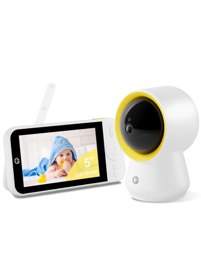 Ellie Baby Monitor No WiFi, Baby Monitor with Camera and Audio, 5" IPS 1080P with Wall Mount, 6000mAh Battery, 1000ft Range, Smart Monitoring 24hrs Playback, AI Cry Detection & Sleep Tracking - Image 1