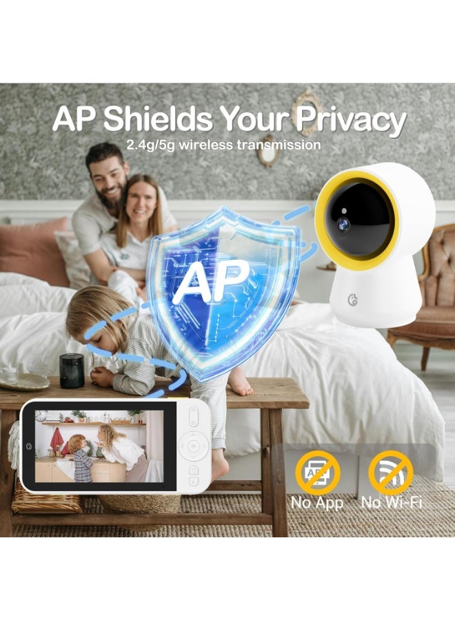 Ellie Baby Monitor No WiFi, Baby Monitor with Camera and Audio, 5" IPS 1080P with Wall Mount, 6000mAh Battery, 1000ft Range, Smart Monitoring 24hrs Playback, AI Cry Detection & Sleep Tracking - Image 5