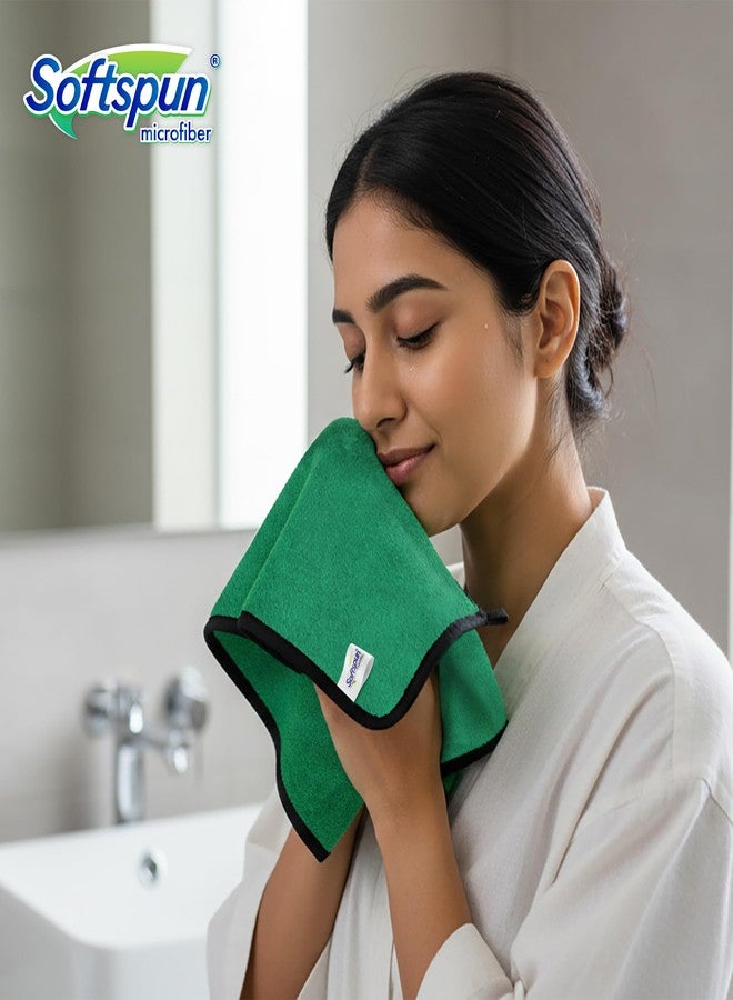 SOFTSPUN Microfiber Hand & Face Wipes 280 GSM 20x30 Cms, 4 Piece Towel Set, Parrot Green! Super Soft & Silky for Hand, Face and Body - Hypoallergenic Sensitive Skin Wipes & Washcloths. - Image 5