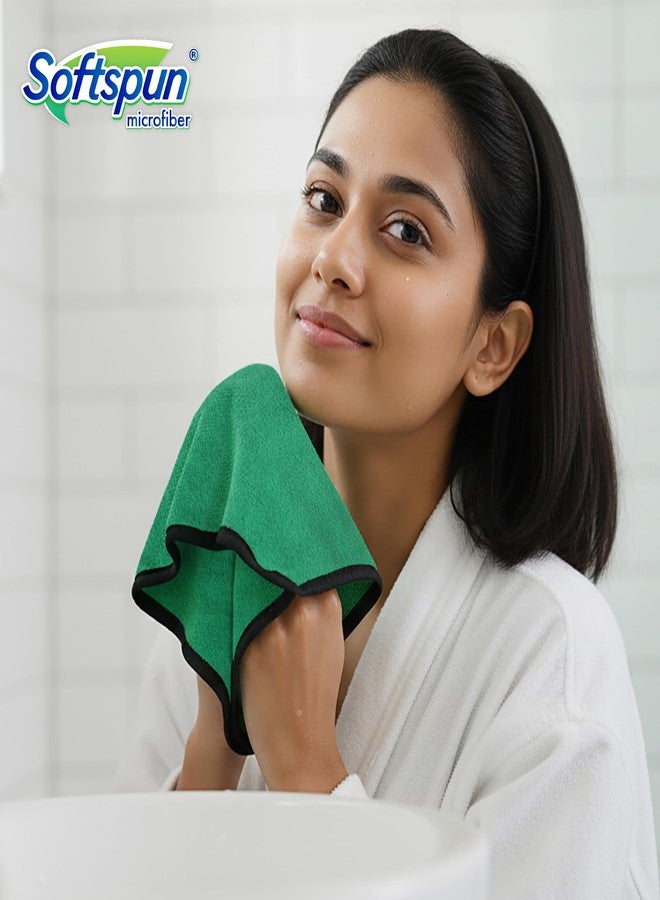 SOFTSPUN Microfiber Hand & Face Wipes 280 GSM 20x30 Cms, 4 Piece Towel Set, Parrot Green! Super Soft & Silky for Hand, Face and Body - Hypoallergenic Sensitive Skin Wipes & Washcloths. - Image 3