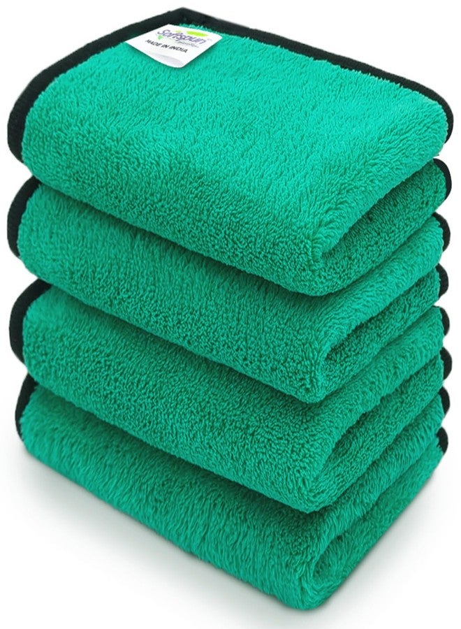 SOFTSPUN Microfiber Hand & Face Wipes 280 GSM 20x30 Cms, 4 Piece Towel Set, Parrot Green! Super Soft & Silky for Hand, Face and Body - Hypoallergenic Sensitive Skin Wipes & Washcloths. - Image 1