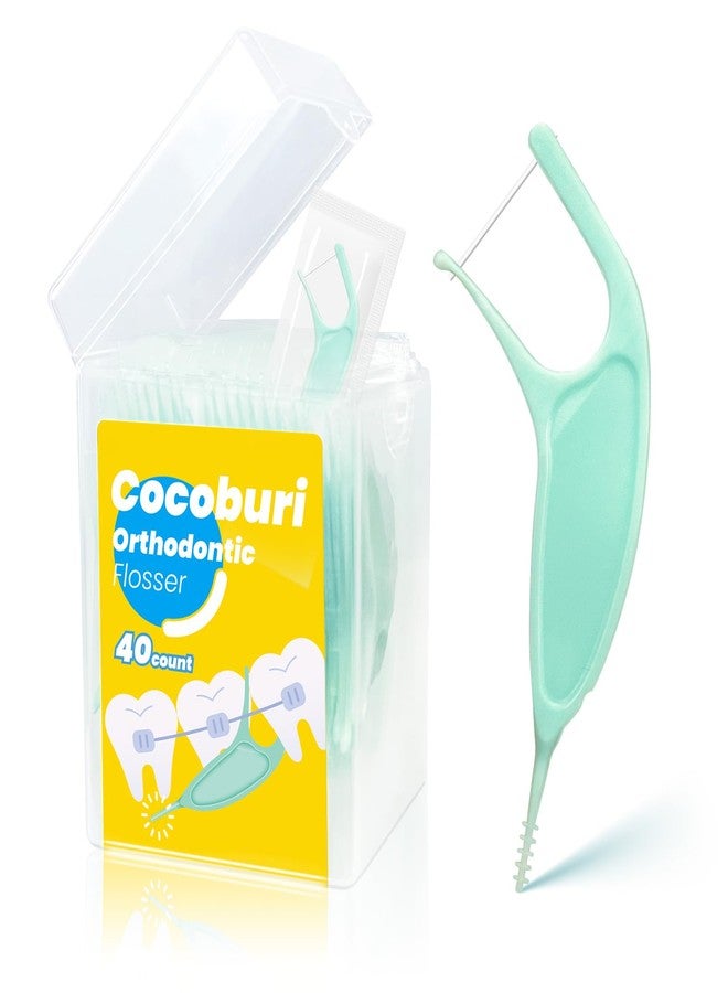 COCOBURI Orthodontic Flossers for Braces-Individually Wrapped Ortho Dental Floss Picks for Adults & Kids-Unflavored-Fits Under Arch Wire-Designed for Braces-Floss Singles Bag-40 Count - Image 1