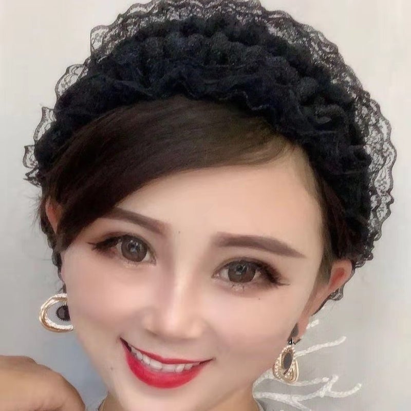 Spring And Style Xiyao Lace Hat, Convenient Gauze Scarf, Same Style Hat As Lei Lei, Lace Hat, Beauty Hat, Double Layer - Image 3