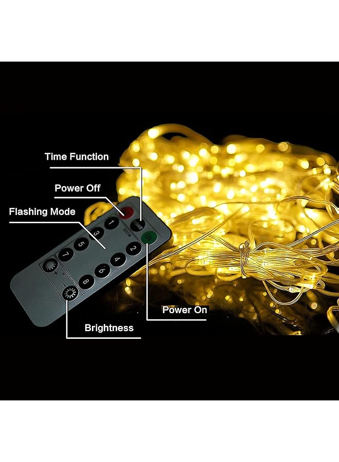 erorex 300 Led Curtain String Lights Twinkle Fairy Lights For Bedroom With 8 Lighting Modes Usb Lights For Party Home Bedroom Indoor Wall Room Decor Warm White - Image 4