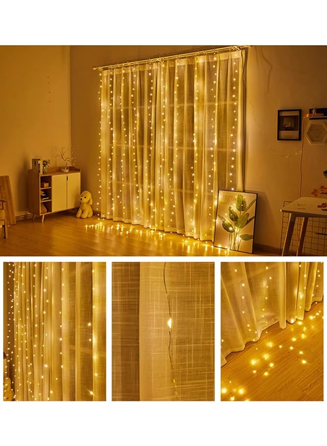 erorex 300 Led Curtain String Lights Twinkle Fairy Lights For Bedroom With 8 Lighting Modes Usb Lights For Party Home Bedroom Indoor Wall Room Decor Warm White - Image 5