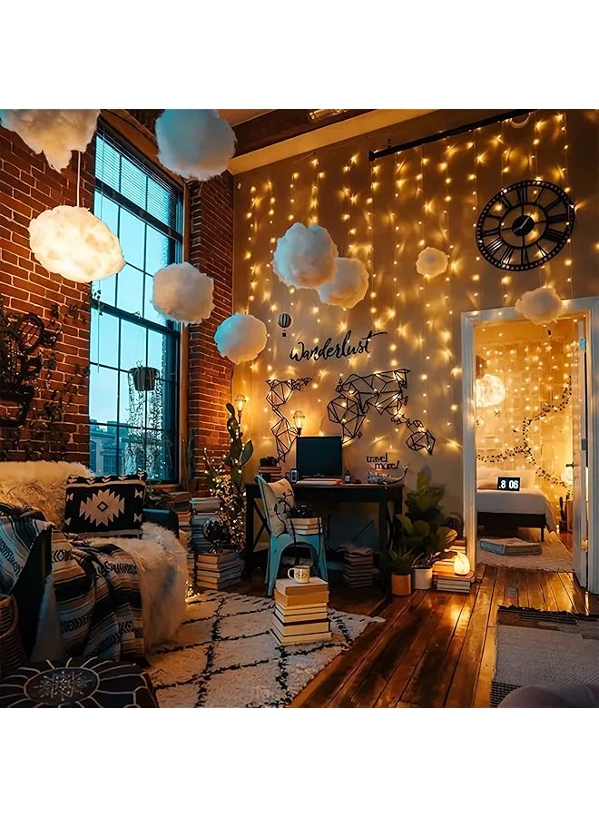 erorex 300 Led Curtain String Lights Twinkle Fairy Lights For Bedroom With 8 Lighting Modes Usb Lights For Party Home Bedroom Indoor Wall Room Decor Warm White - Image 3