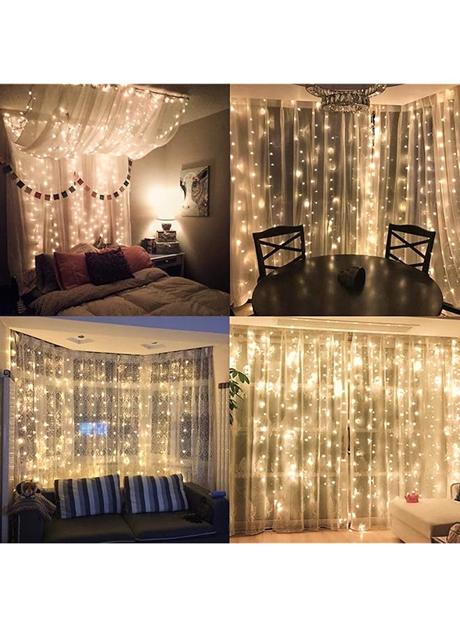 erorex 300 Led Curtain String Lights Twinkle Fairy Lights For Bedroom With 8 Lighting Modes Usb Lights For Party Home Bedroom Indoor Wall Room Decor Warm White - Image 2