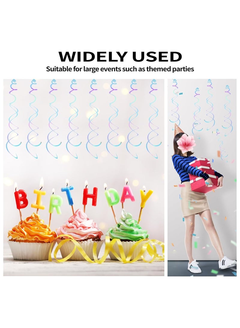 SYOSI Party Swirl Decorations, 30Pcs Foil Swirl Hanging Decoration Plastic Streamer for Ceiling, Whirls Decorations for Birthday Wedding Anniversary Party Decorations, Metallic Hanging Swirl 22" - Image 2