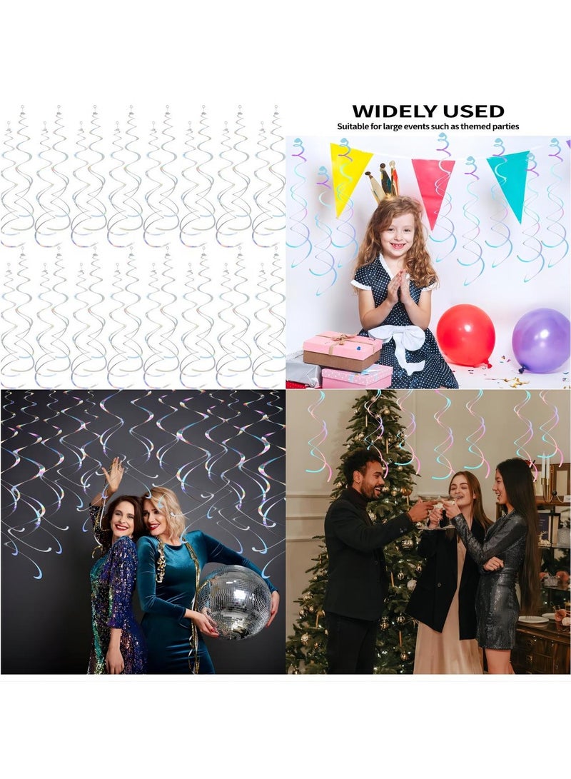 SYOSI Party Swirl Decorations, 30Pcs Foil Swirl Hanging Decoration Plastic Streamer for Ceiling, Whirls Decorations for Birthday Wedding Anniversary Party Decorations, Metallic Hanging Swirl 22" - Image 4