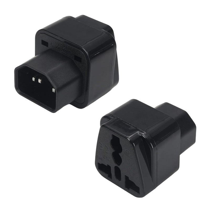 FENTICO محول طاقة ذكر C14 إلى مقبس أنثوي عالمي UPS 110-250V 10-16A، محول C14 إلى مقبس طاقة عالمي لـ UPS (أسود، 5 قطع) - Image 1