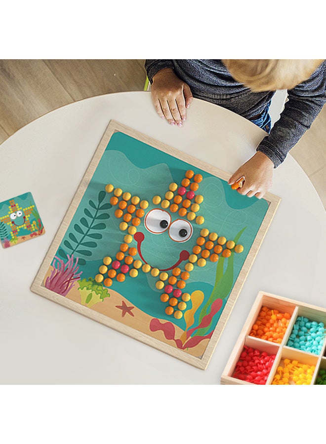 Beauenty Wooden Creative Mushroom Nail Jigsaw Puzzle Children's Early Education And Intellectual Exercise Combination Jigsaw Board Toy Direct Sale-Color:ZKB-small Mushroom Nail (garden)  - Image 2