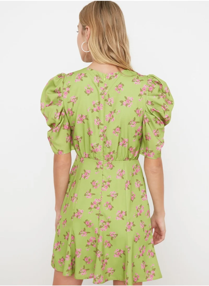 trendyol Balloon Sleeve Floral Print Dress
