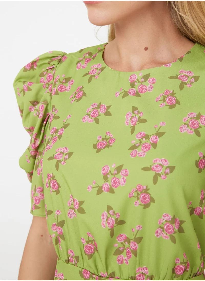 trendyol Balloon Sleeve Floral Print Dress