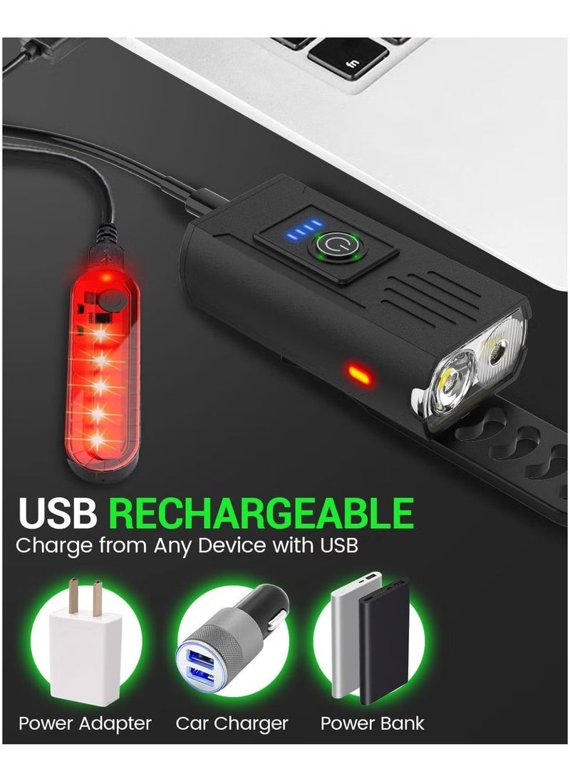 General Bike Light High Lumen Super Bright Bike Light 6 4 Mode USB Rechargeable Bike Headlight and Tail Light Set Waterproof and Safe Bike Front and Rear Lights  - Image 5