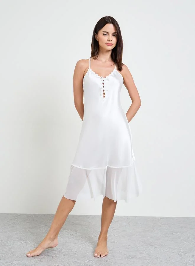 Take Two White Satin Strappy Slip Dress