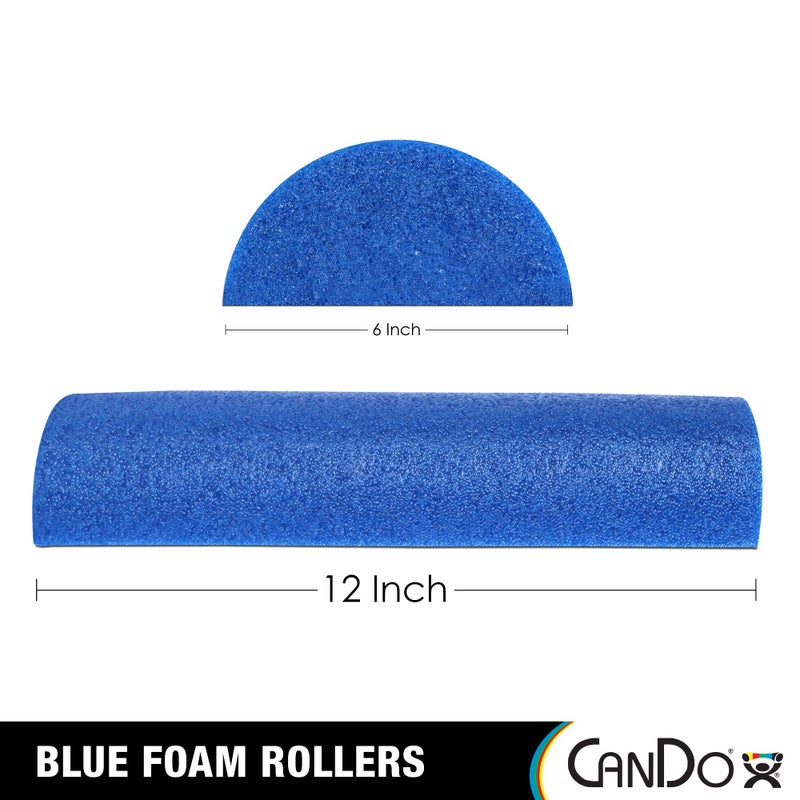 CanDo Blue PE Foam Rollers for Fitness, Exercise Muscle Restoration, Massage Therapy, Sport Recovery and Physical Therapy for Homes, Clinics, and Gyms 6 " x 12" Half-Round - Image 2