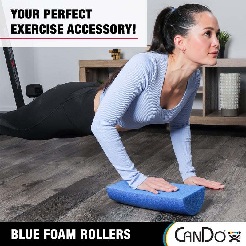 CanDo Blue PE Foam Rollers for Fitness, Exercise Muscle Restoration, Massage Therapy, Sport Recovery and Physical Therapy for Homes, Clinics, and Gyms 6 " x 12" Half-Round - Image 3