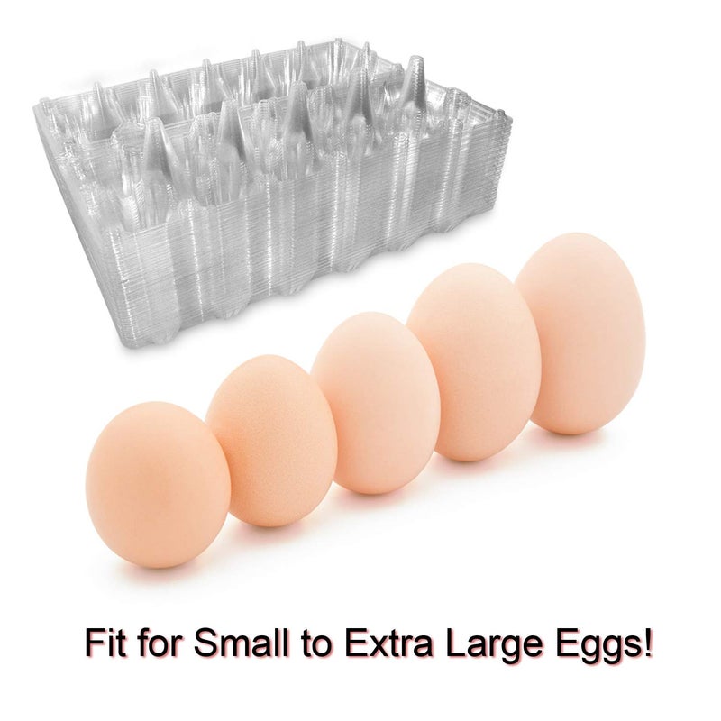 COLOANDUS Large Plastic Egg Cartons 30 Packs with Sticker Labels for 12 Eggs, Cheap Bulk Egg Tray Egg Container Holder for Refrigerator, Storage, Family, Chicken Farm, Market, Camping - Image 2