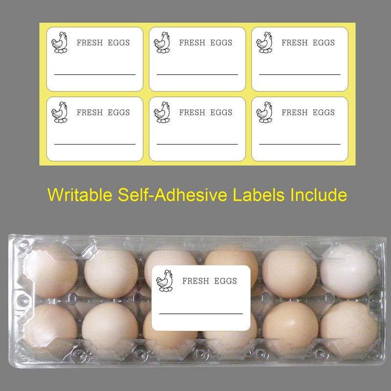 COLOANDUS Large Plastic Egg Cartons 30 Packs with Sticker Labels for 12 Eggs, Cheap Bulk Egg Tray Egg Container Holder for Refrigerator, Storage, Family, Chicken Farm, Market, Camping - Image 3