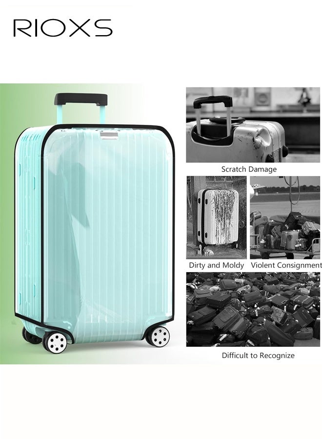 RIOXS Clear PVC Luggage Cover, Waterproof Transparent Travel Suitcase Protector for Wheeled Luggage, Dustproof Anti-Scratch Thickened Baggage Suitcase Cover for 20in Luggage - Image 4
