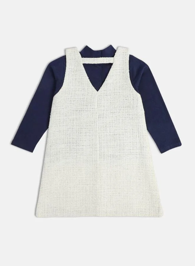MINIKLUB Girls Tweed Look Pinafore Dress and Long Sleeve Top