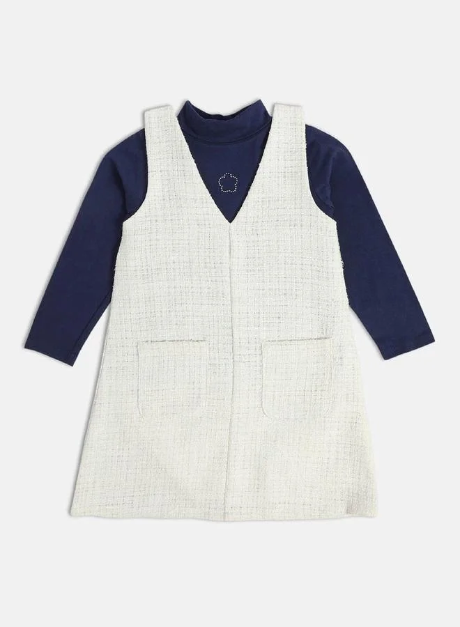 MINIKLUB Girls Tweed Look Pinafore Dress and Long Sleeve Top
