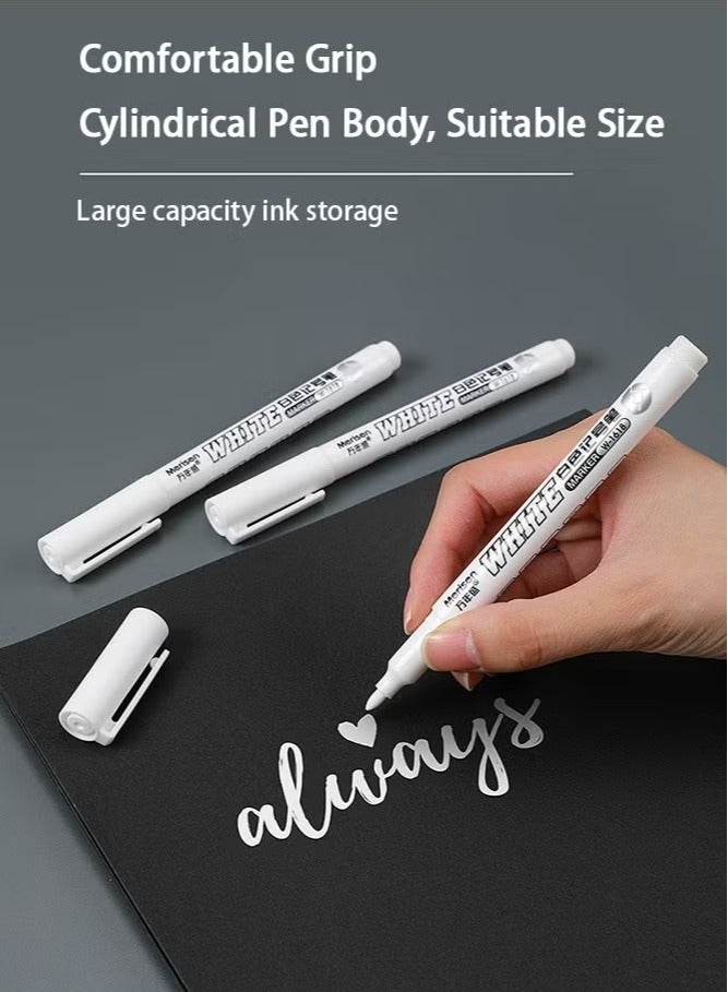 Generic 5 Pack White Marker, 1mm Extra Fine Tip White Paint Marker Permanent for Wood Rock, Plastic, Leather, Glass, Stone, Metal, Canvas, Ceramic, Fabric, Tire (White)  - Image 2