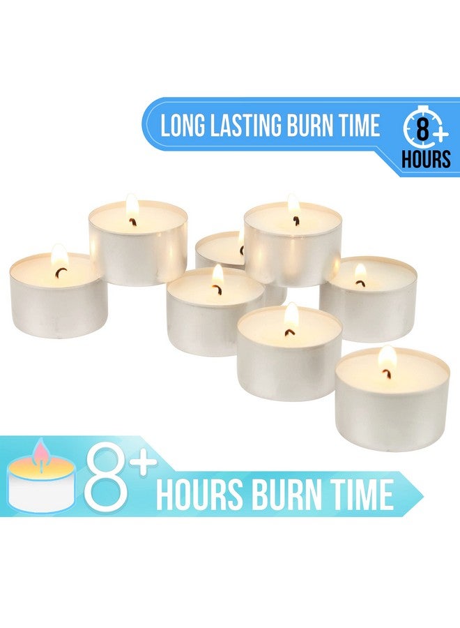 Stonebriar Stonebriar 100 Pack Unscented 8 Hour Extended Burn Time Tea Light Candles, White, 100 Count  - Image 5