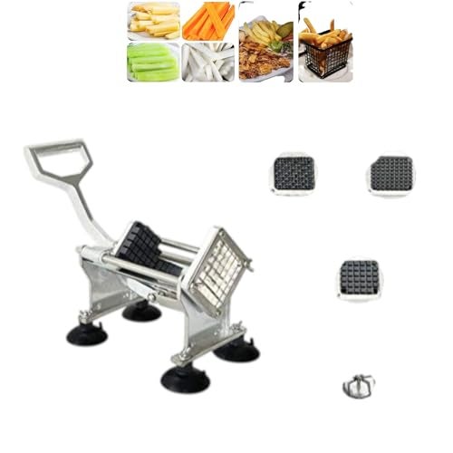 THW® Stainless Steel Commercial Restaurant Vegetable Fruits French Fry Fries Vegetable Cutter with Suction Feet and 4 Different attachments- Can be Mounted on Wall Also - Image 1