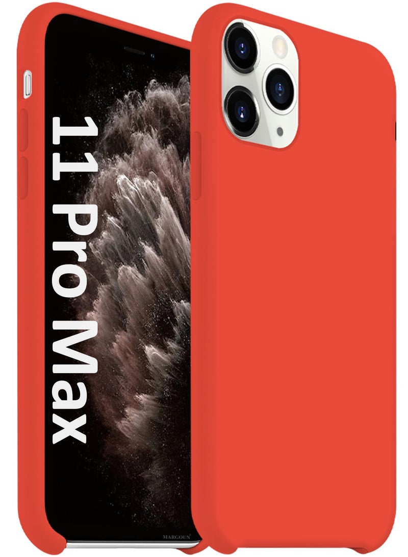 CATANES Soft Silky Silicone Case Cover for Apple iPhone 11 Pro Max - Full Body Protection - Orange - Image 1