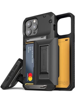 VRS Design Damda Glide Hybrid for iPhone 13 PRO Case Cover Wallet Semi Automatic Slider Card Slot [3-4 cards] with Kickstand - Black  - Image 1