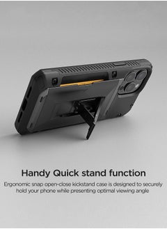 VRS Design Damda Glide Hybrid for iPhone 13 PRO Case Cover Wallet Semi Automatic Slider Card Slot [3-4 cards] with Kickstand - Black  - Image 4