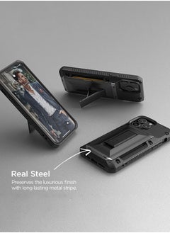 VRS Design Damda Glide Hybrid for iPhone 13 PRO Case Cover Wallet Semi Automatic Slider Card Slot [3-4 cards] with Kickstand - Black  - Image 2
