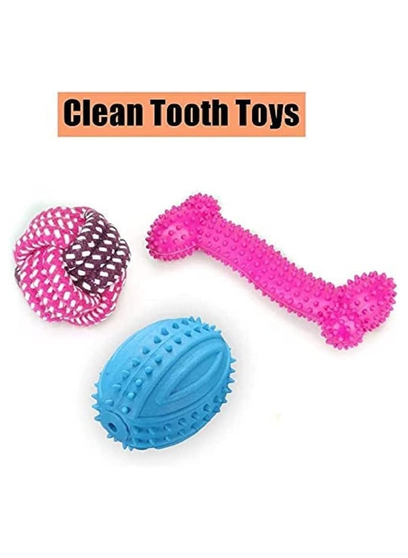 مجموعة هدايا مكونة من 12 قطعة من ألعاب الكلاب، كرة وحبل وألعاب مضغ تصدر أصواتًا صريرية للكلاب المتوسطة والصغيرة - Image 3